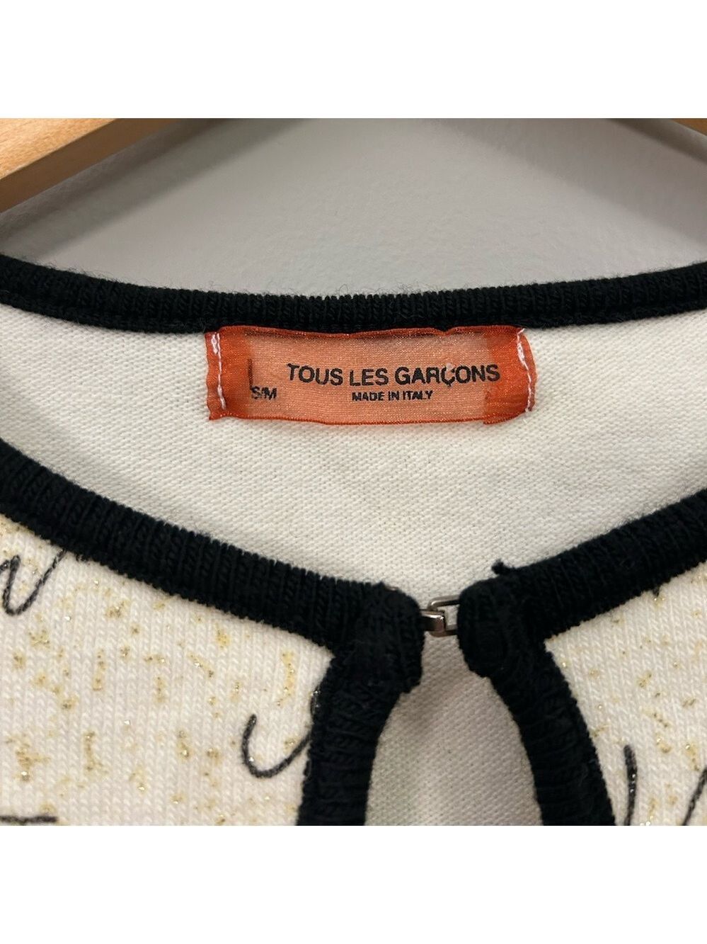 Tous Les Garçons Cream Script Print Long Sleeve Top French Paris Style Small - Picture 2 of 6